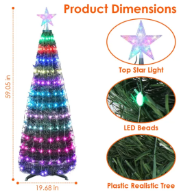 LED Lights Collapsible Christmas Tree Light With Remote App Control IP65 Waterproof Customized Multi-Color Mode Timer Setting Work With Alexa Goo