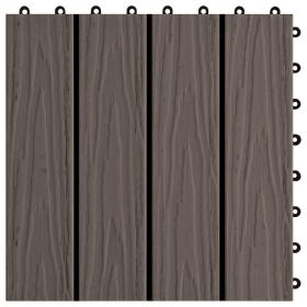 vidaXL 11 pcs Decking Tiles Deep Embossed WPC 11.8"x11.8" 1 sqm Dark Brown