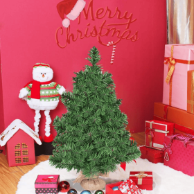 1 Pc 2 3 Feet Tabletop Unlit Christmas Tree In Burlap Base For Outdoor And Indoor (Option: 3ftGreen)
